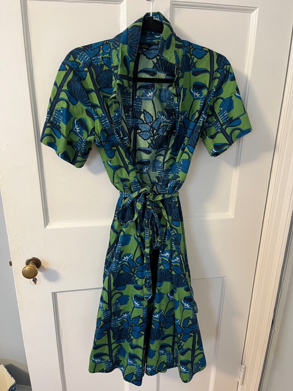 Brooks Brothers Green and Blue Floral Wrap Midi Dress